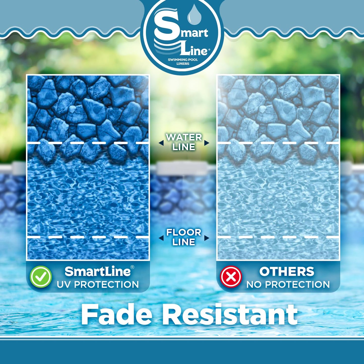 Smartline 24 ft Round Swimming Pool Liner | Boulder Swirl | Overlap Style | 48-52 Inch Wall Height | 20 Gauge Heavy Duty Virgin Vinyl | Designed for Steel Sided Above Ground Pools