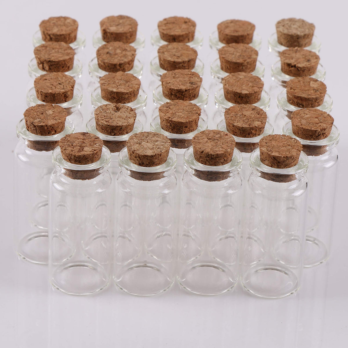 MaxMau 24PCS 10ml Glass Bottles Mini Vials with Cork Stoppers for DIY Decor