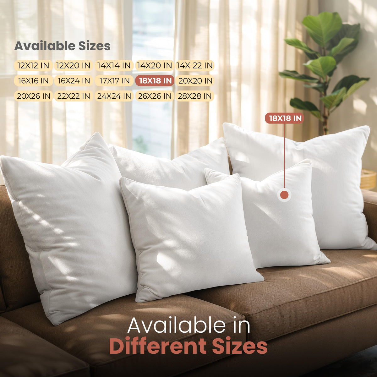 Utopia Bedding 18x18 Pillow Inserts, White Throw Pillows for Couch, 2 Pack