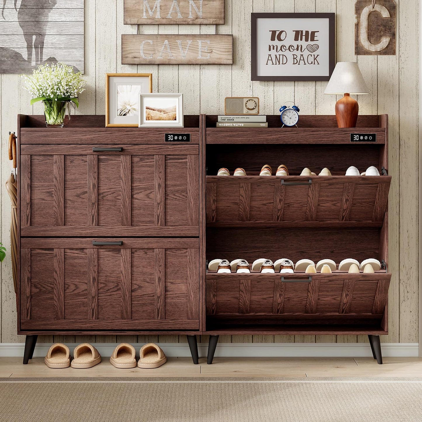 ChooChoo Shoe Storage Cabinet with 2 Flip Drawers and Deodorizer