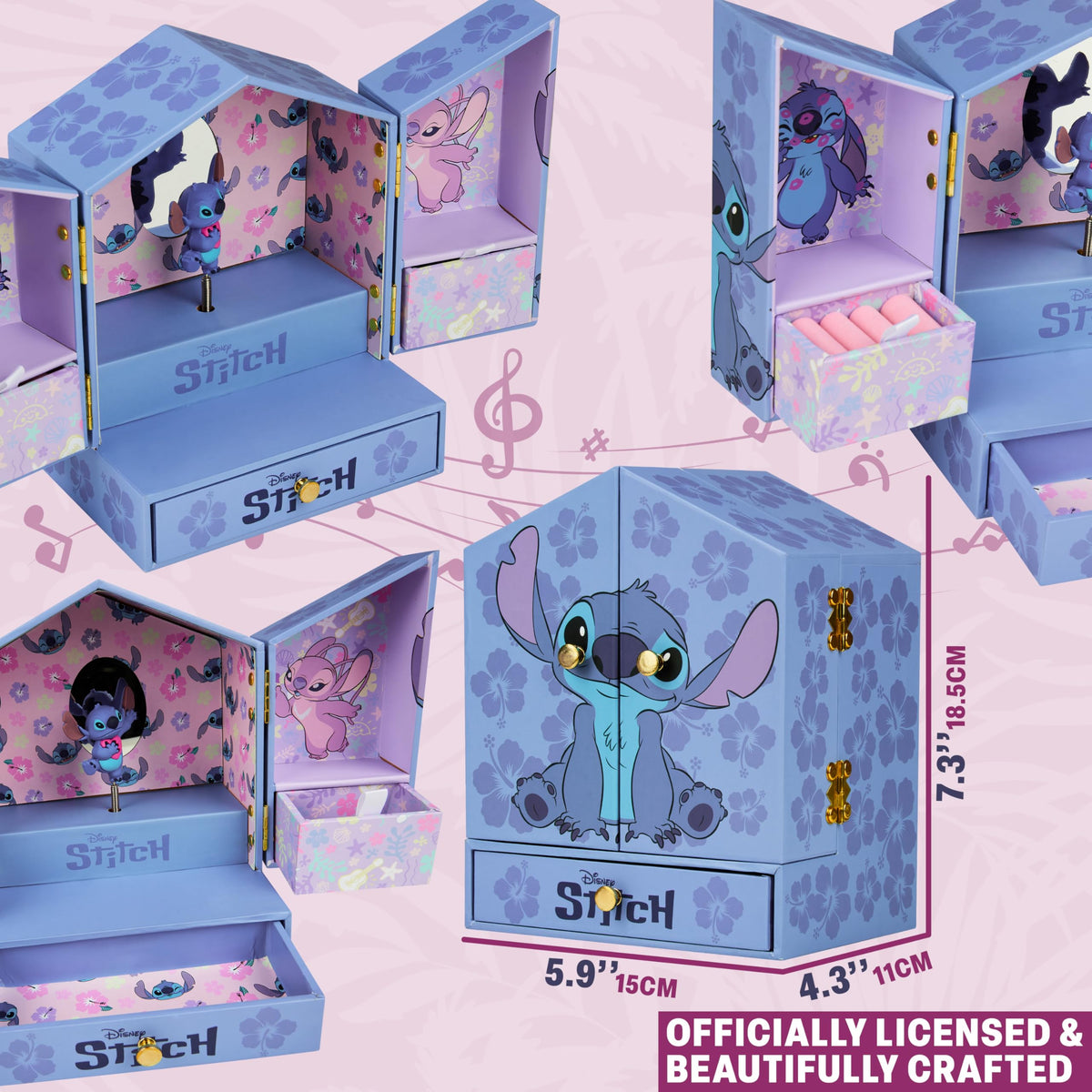 Get Trend Disney Stitch Musical Jewelry Box with Figurine for Girls, Teens