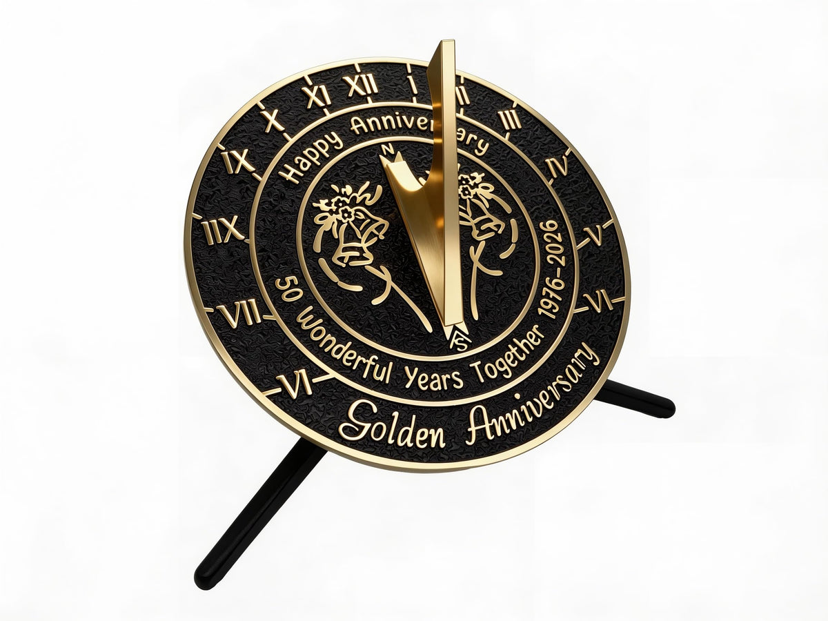 Morgtta Brass Sundial with Pedestal for 50th Wedding Anniversary