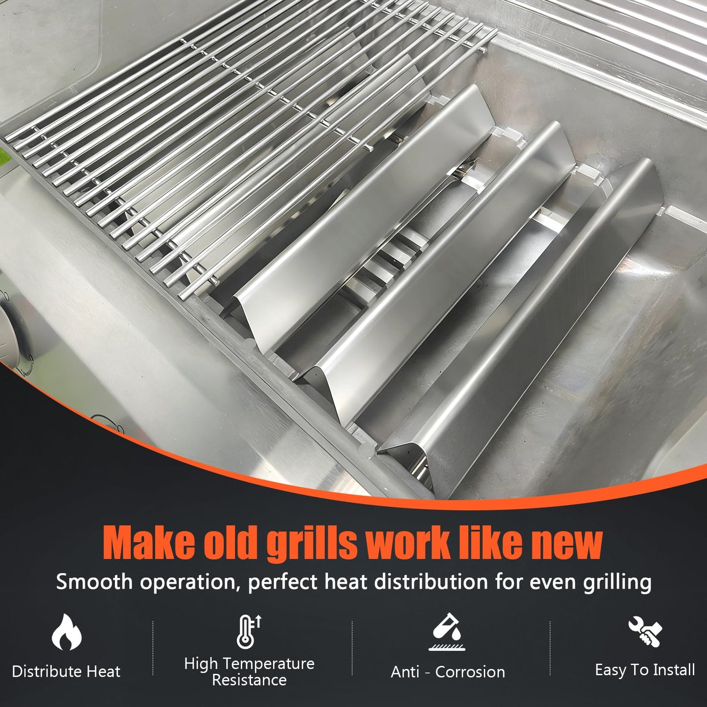 QuliMetal 15.3" Flavorizer Bars for Weber Spirit 300 and GS4 Spirit II 300 Series, Spirit E/S310 E/S315 E/S320 E/S330 Grills with Front Control Knobs, Grill Parts for Weber 7636, Stainless Steel