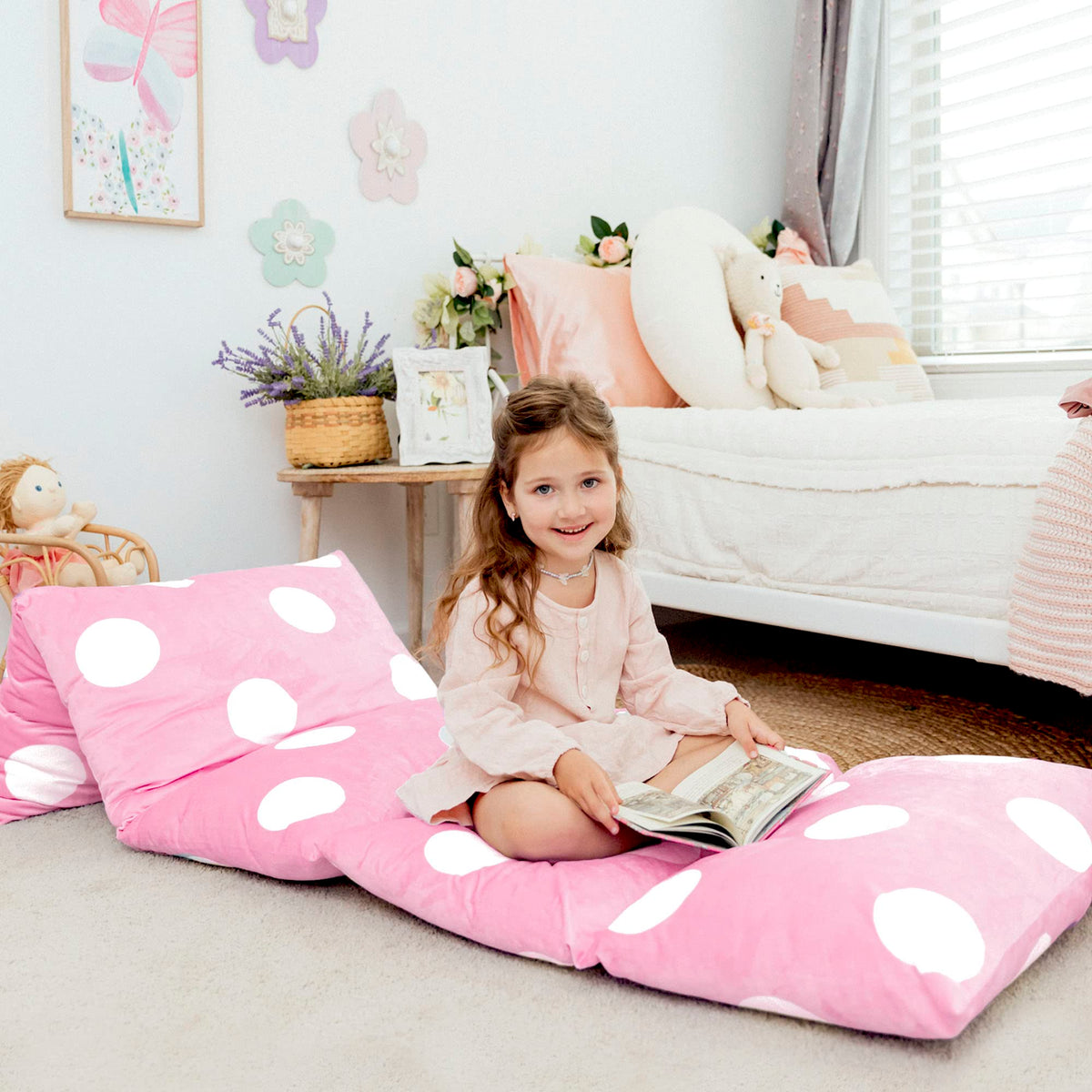 Butterfly Craze Floor Pillow Cover Plush Folding Lounger Bed Cushion Case