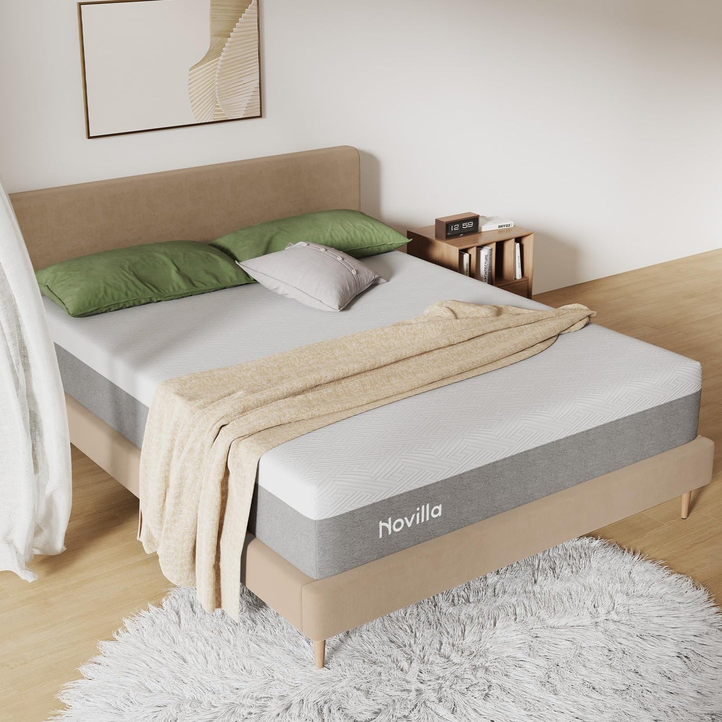 Novilla Queen Size Mattress, 12 inch Gel Memory Foam Mattress for a Cool Night Sleep & Pressure Relief, Medium Firm Feel with Motion Isolating, Bliss