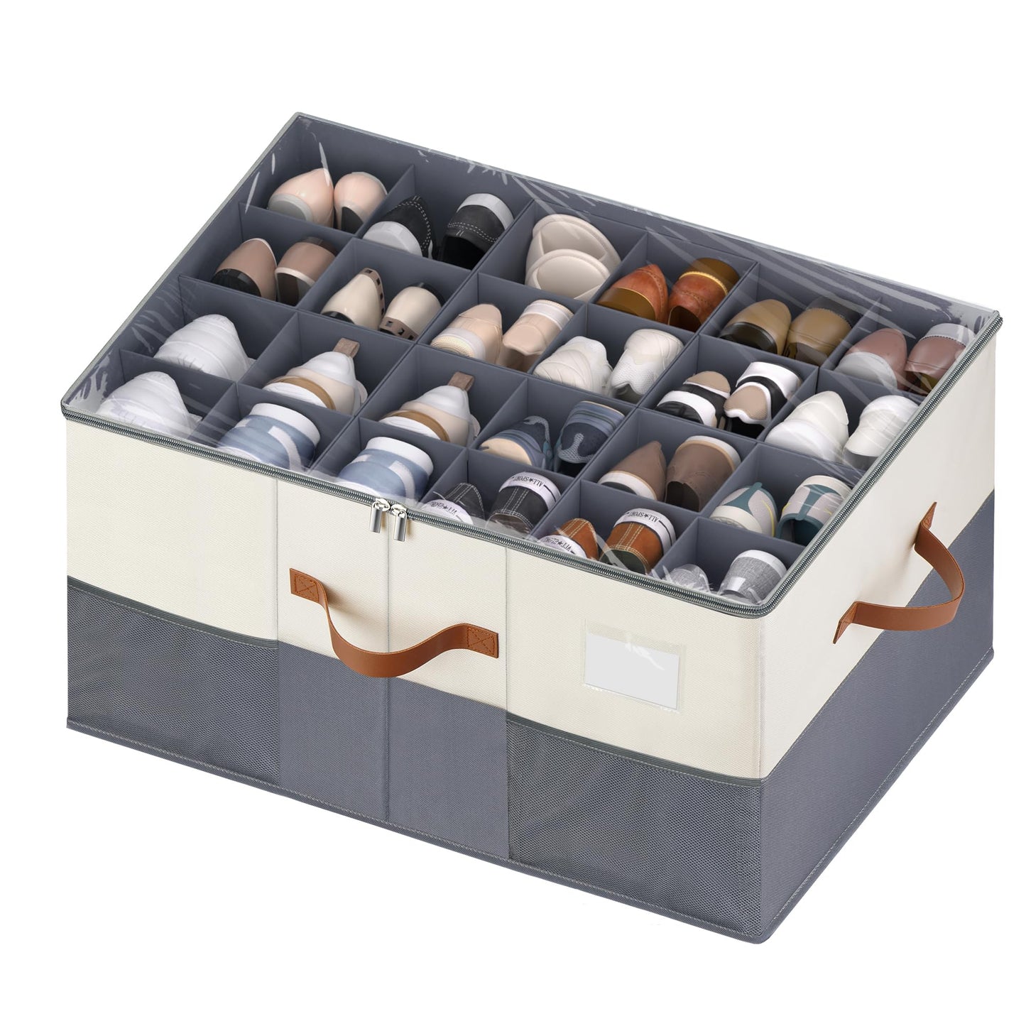 MSTONAL Shoe Organizer for Closet, Adjustable Storage Box Holds 24 Pairs