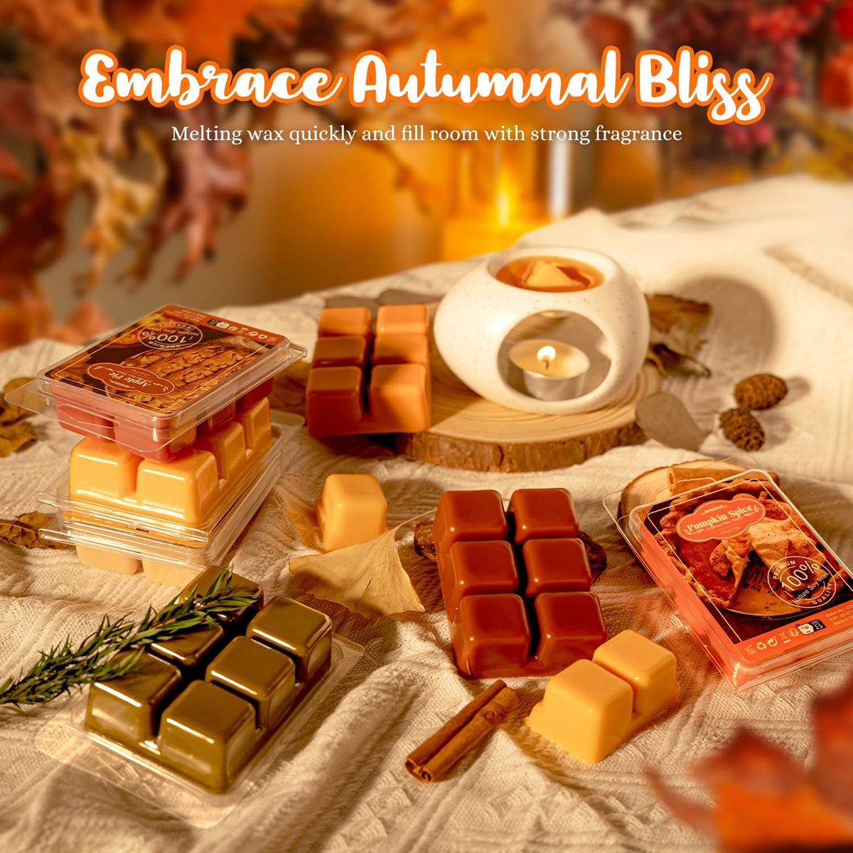 ARVIDSSON Fall Scented Wax Melts, Natural Autumn Wax Cubes for Wax Warmer