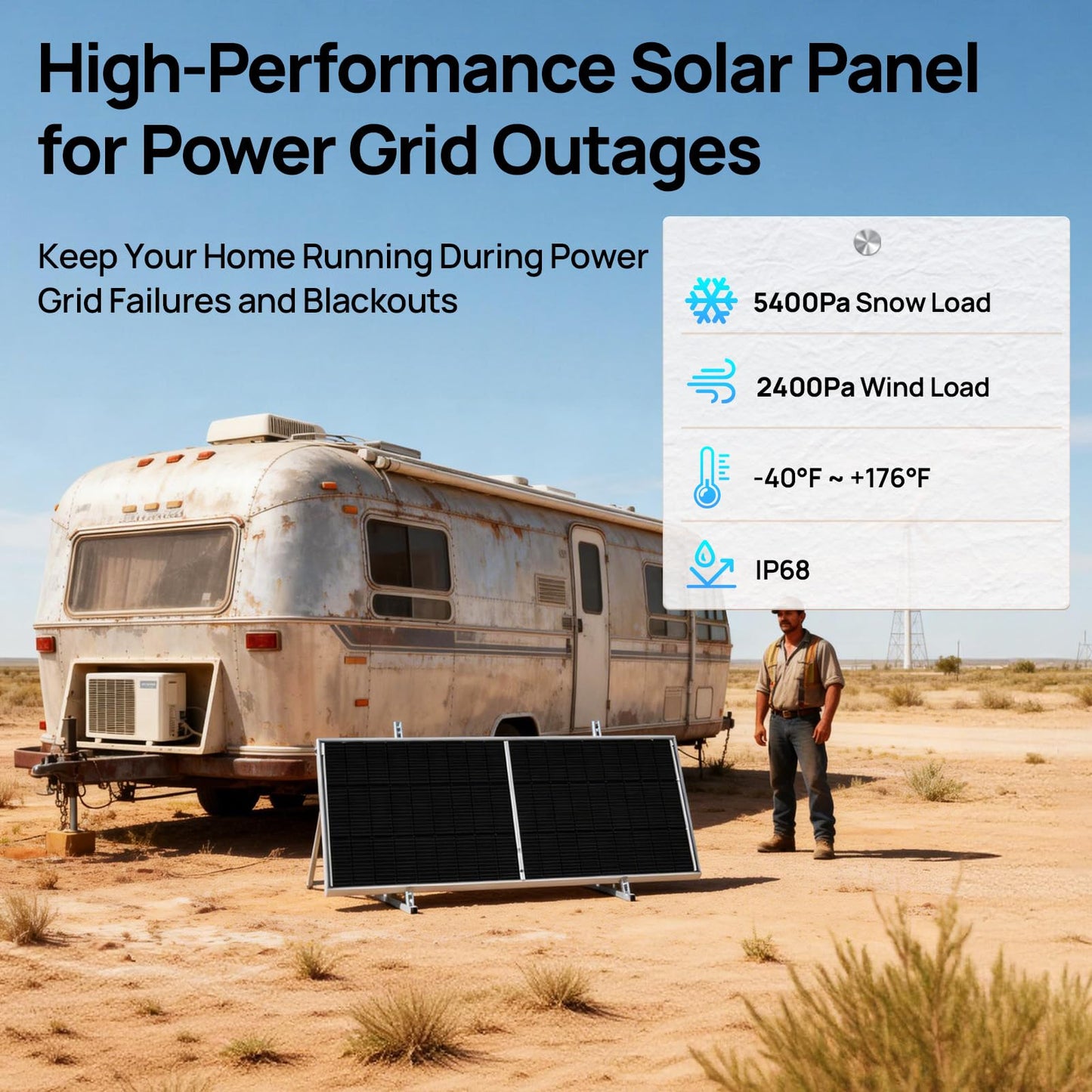 ECO-WORTHY N-Type 18BB Bifacial Solar Panels, 2PCS 195W 12 Volt Monocrystalline Solar Panel with 25% High Conversion Efficiency, Ideal for RV, Boat, Roof, Farm,Home & Off-Grid Applications