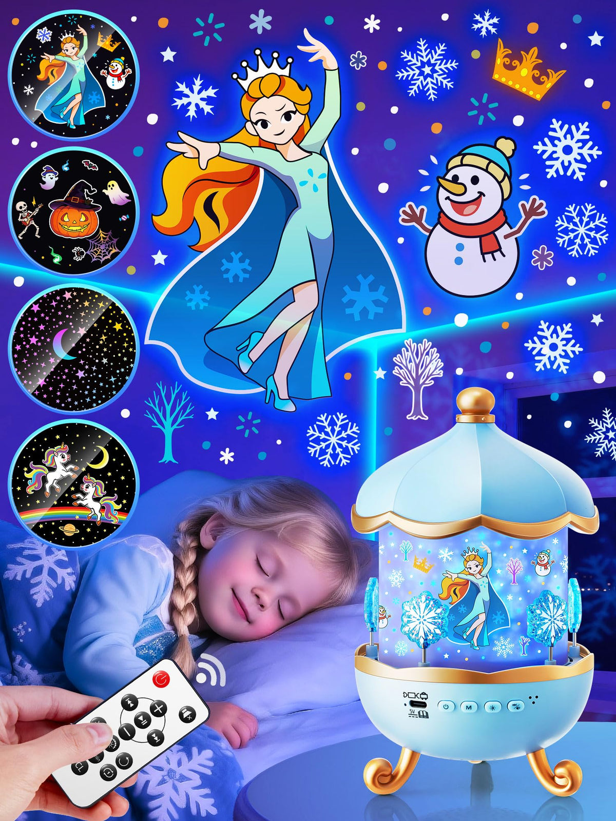 Frozen Toys,Kids Night Light Projector With 19 Films& 15 Music,Frozen Gifts