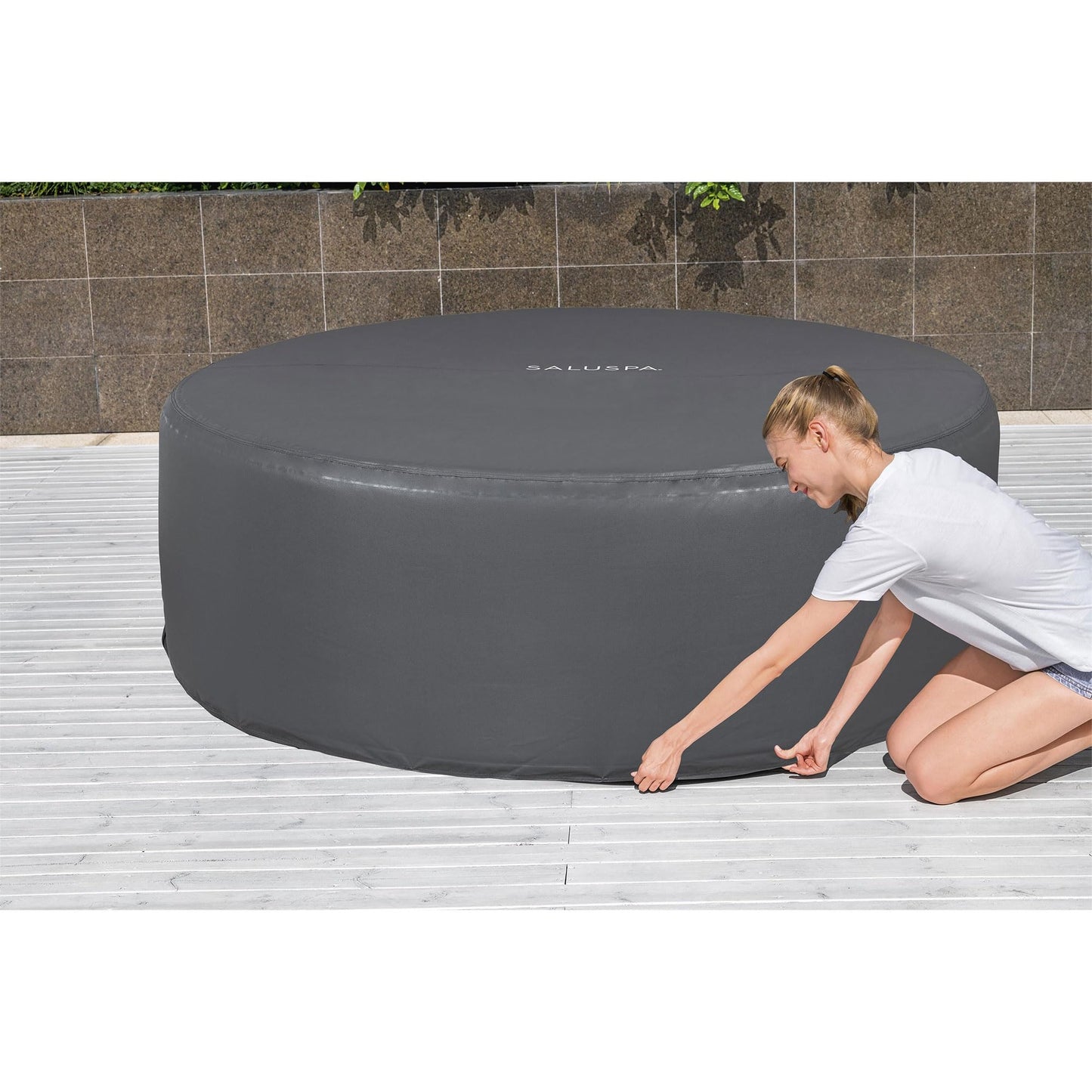 Coleman Palm Springs 4 to 6 Person EnergySense Smart AirJet Plus Inflatable Hot Tub Outdoor Spa with 140 AirJets and Insulated Cover