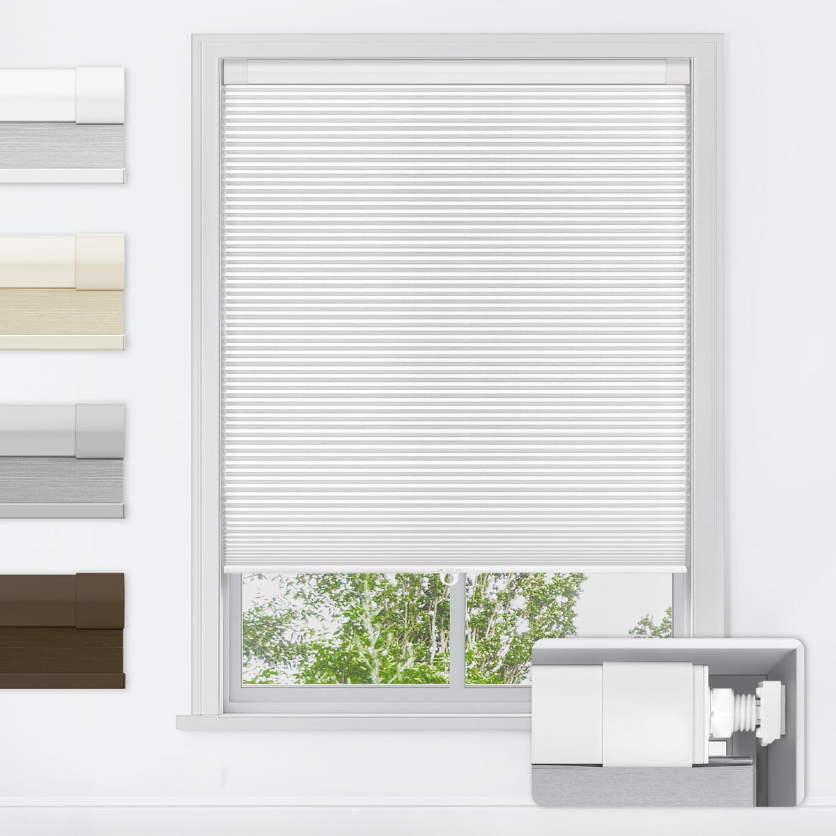 LazBlinds No Drill Cordless Cellular Shades, 22" W x 36" H, White