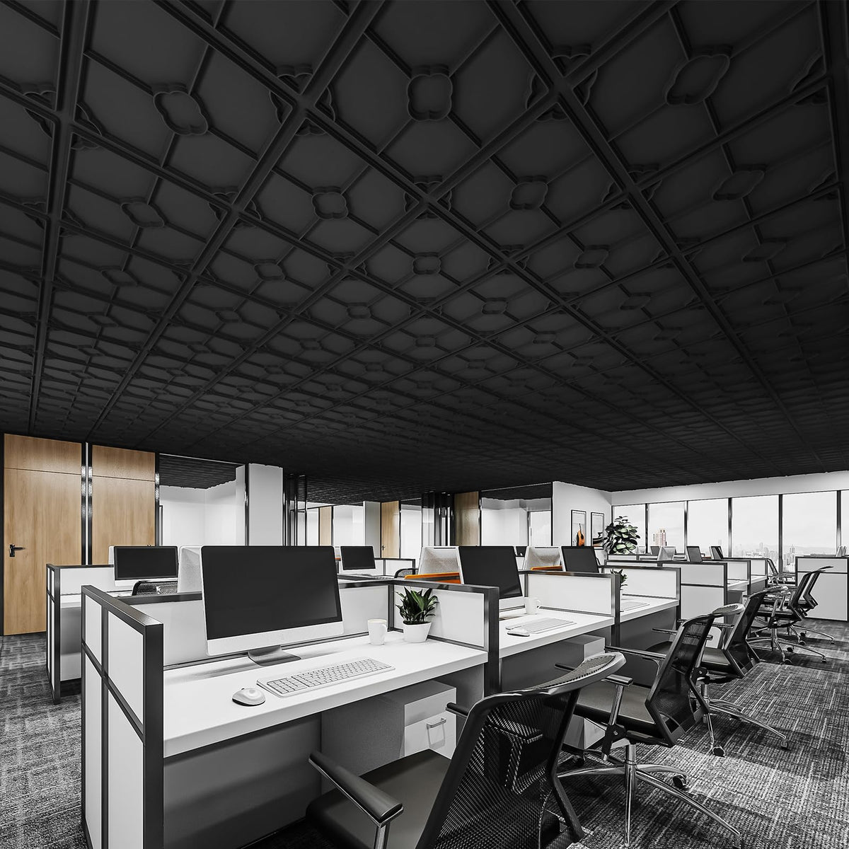 Art3d Drop Ceiling Tiles for Suspended Grid, 2 x 2 ft, 12-Pack, Black