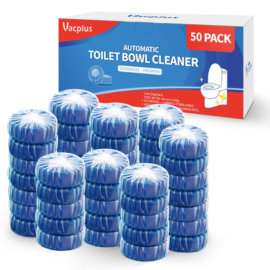 Vacplus Toilet Bowl Cleaner Tablets, 50 Pack, Auto Cleaning, Long-Lasting