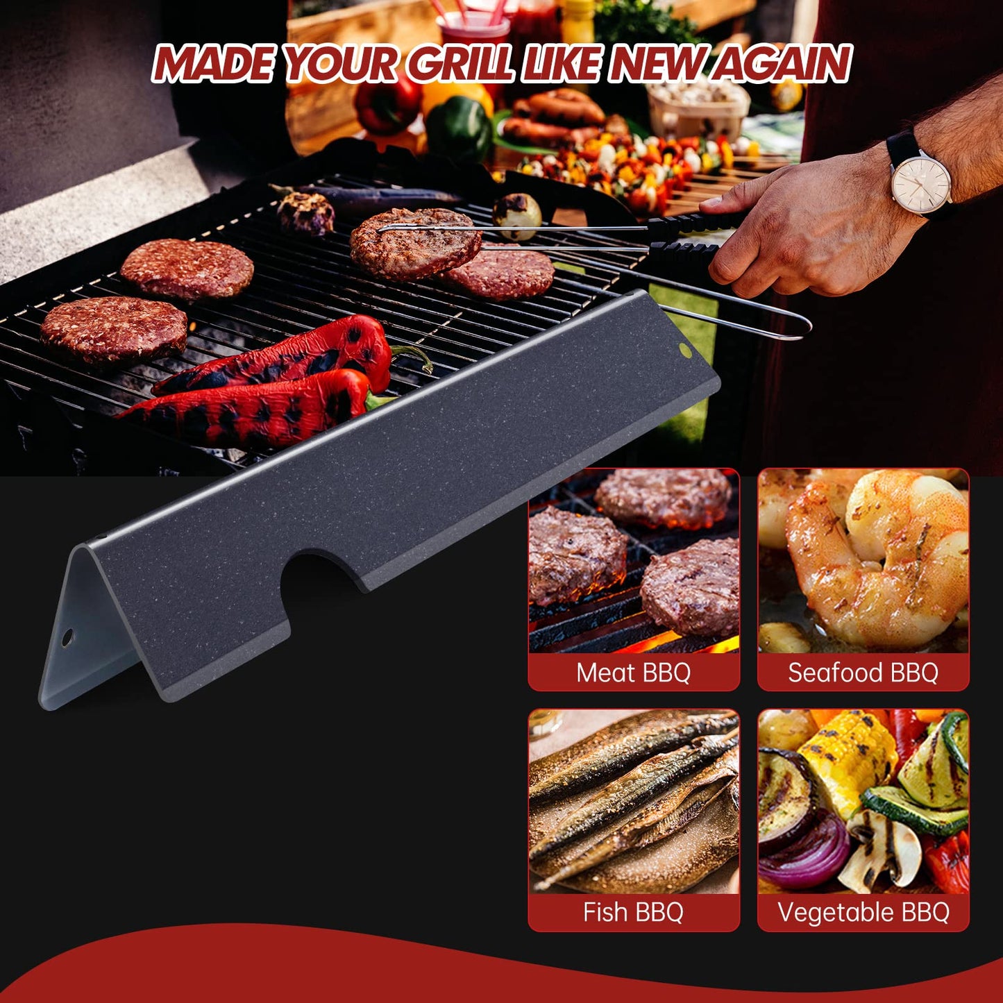 Cozilar Grill Flavorizer Bars for Weber Genesis II E-410, S-410, LX E-440, S-440, Weber Genesis 2 66041, 66033, 66796, Heat Deflectors BBQ Gas Grill Replacement Parts, 17” Porcelain Steel Flavor Bars