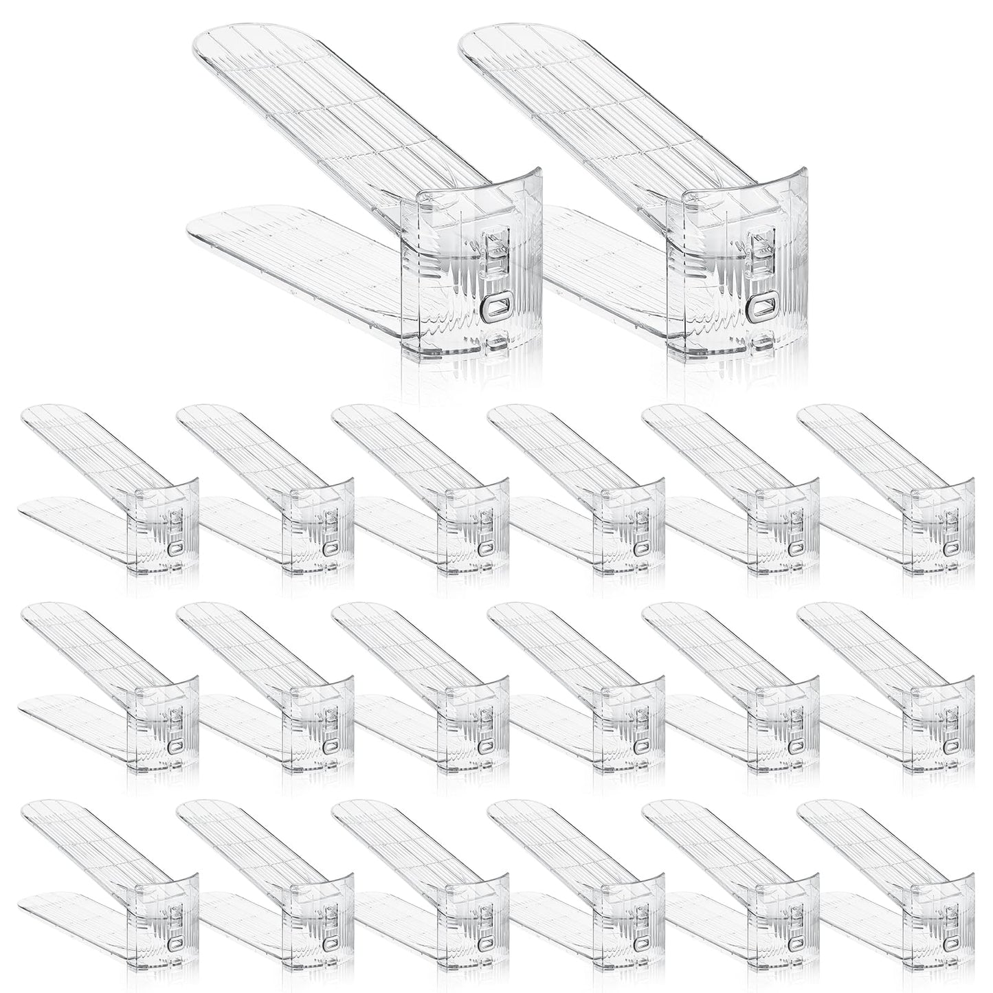 MOOKNAT Clear Shoe Slot Organizer, 30 Pack Adjustable Shoe Slots Organizer for Closet Clear Shoe Stackers Shoe Rack Holder Shoes Space Savers for a Pair of Shoes