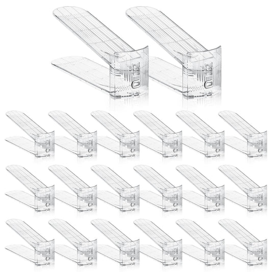 MOOKNAT Clear Shoe Slot Organizer, 30 Pack Adjustable Shoe Slots Organizer for Closet Clear Shoe Stackers Shoe Rack Holder Shoes Space Savers for a Pair of Shoes