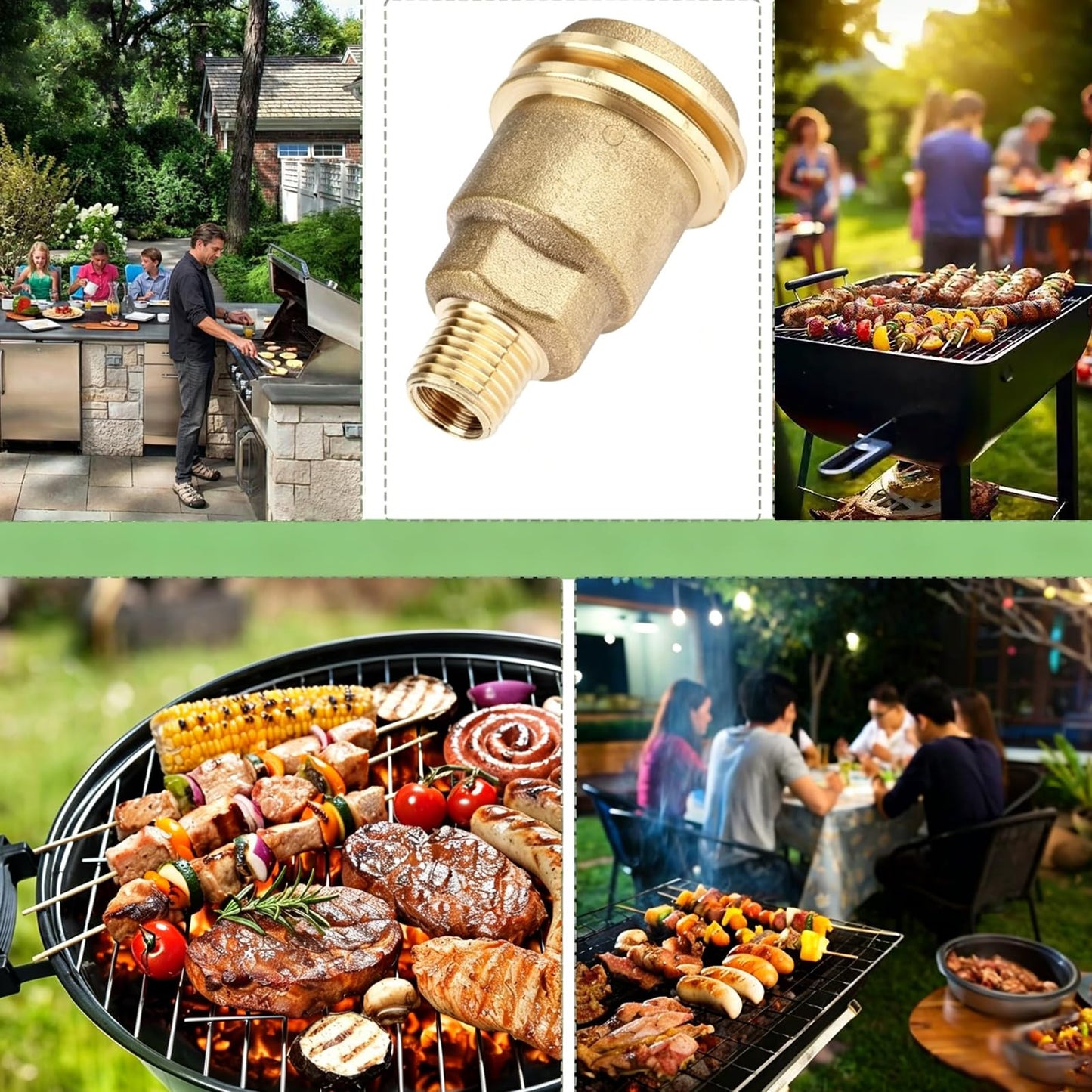 Propane Gas Fitting Hose Adapter with 1/4 Inch Male NPT (National Pipe Thread) and QCC1 Male & POL Female Connector, Male 5042 QCC1 Nut,33ft PTFE Gas Line Pipe Thread Tape for RV Camper BBQ Grill