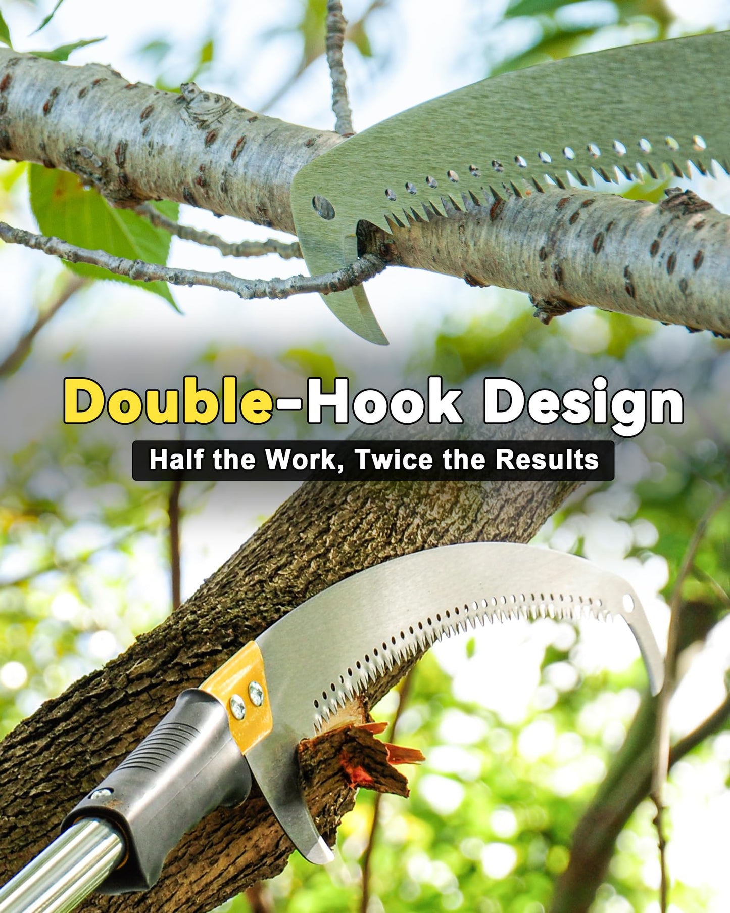 BlumeTrec 14.5FT Pole Saw with Adjustable Length for Tree Trimming, Lightweight Manual Pruning Saw with Mn Steel Blade, Long Extension Branch Cutter Pole Pruner for Yard, Garden, Patio & Forestry Use