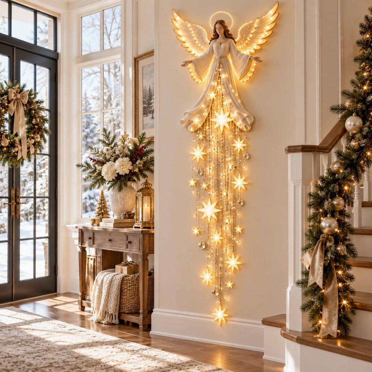 Lighted Angel Wall Decor, Christmas Glowing Hanging Wall Lights