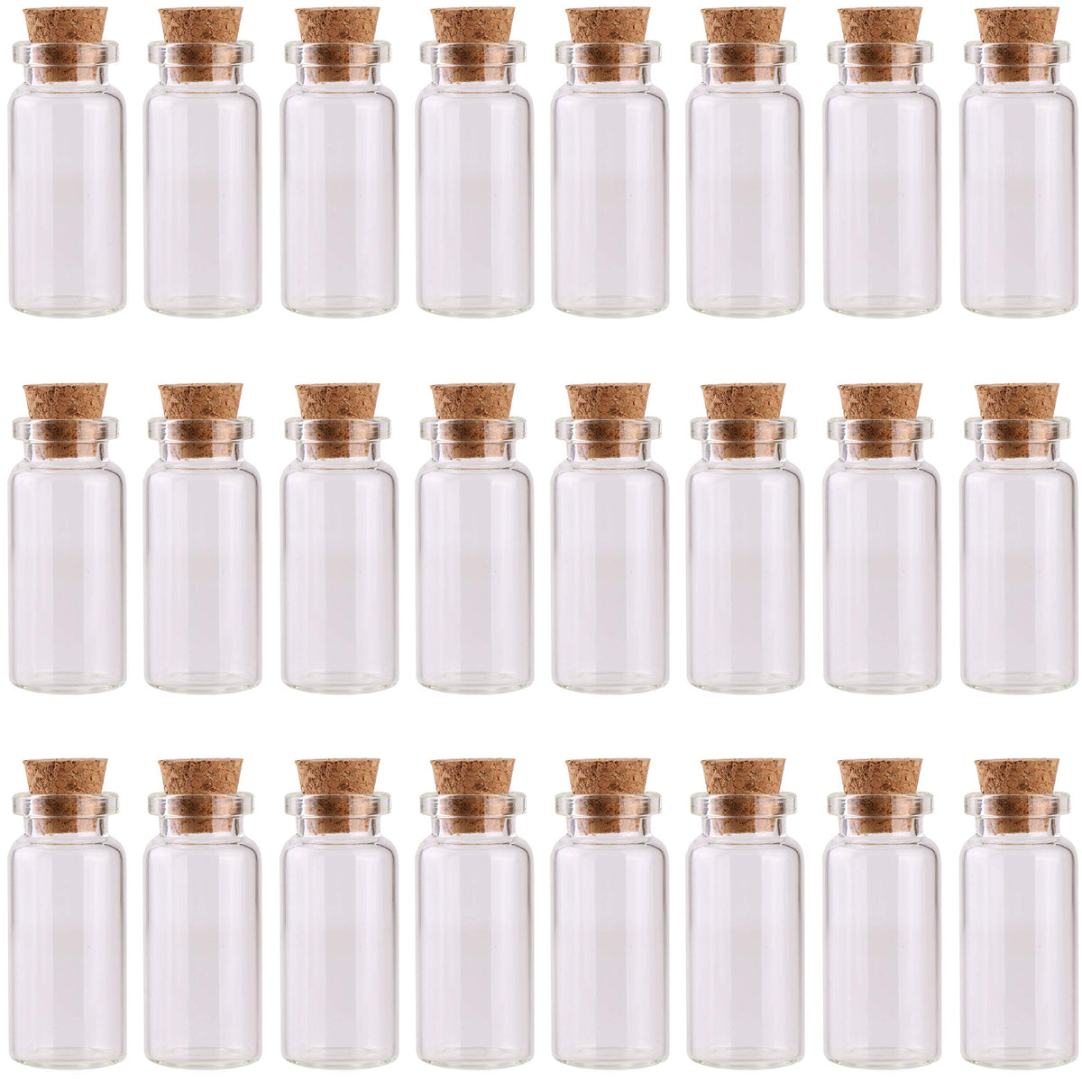 MaxMau 24PCS 10ml Glass Bottles Mini Vials with Cork Stoppers for DIY Decor