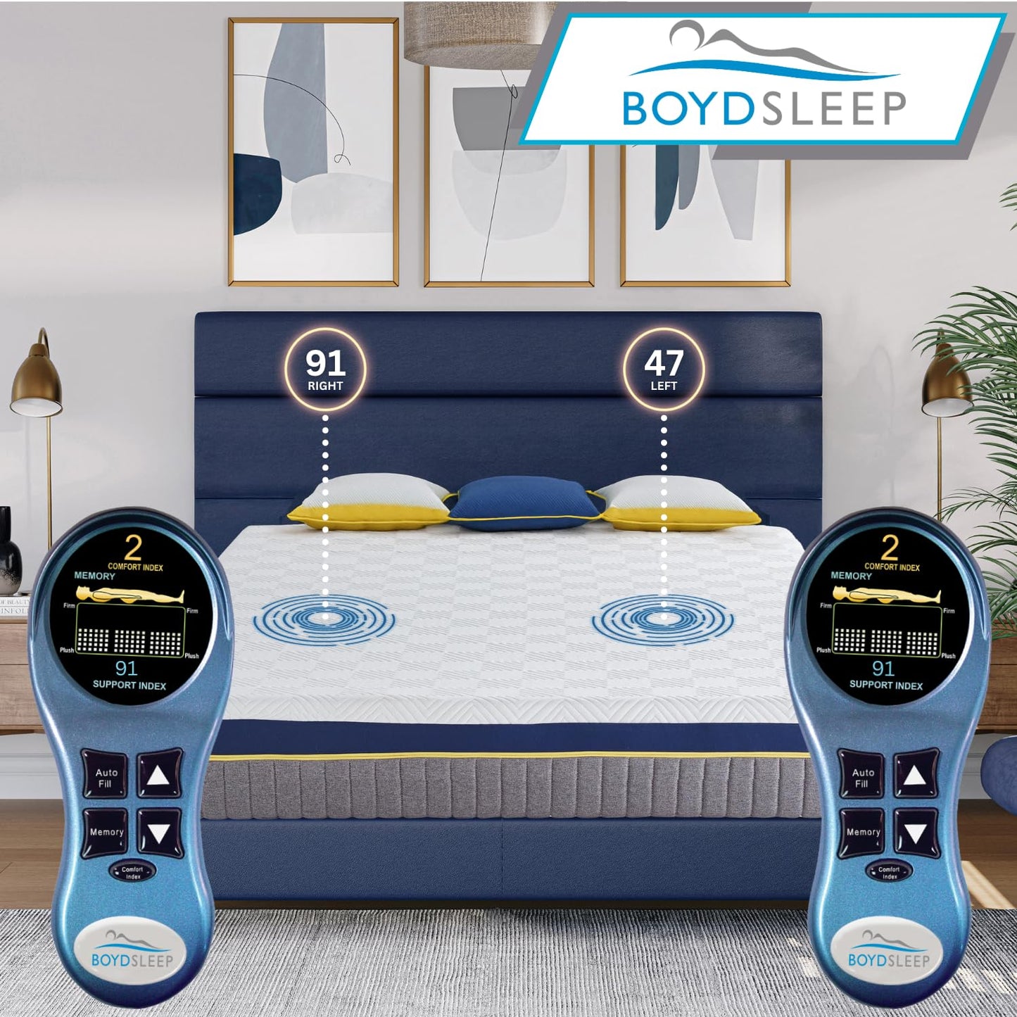 Boyd Sleep 11″ Smart Zone Mattress – Split-King Size, Dual-Chamber Adjustable Comfort & Firmness Control, Contouring Pressure Relief Foam Layer, Bed Only