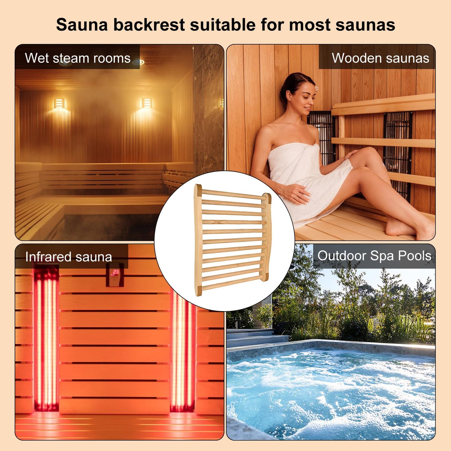 Shanshanshop 2pcs Sauna backrest，Sauna backrest Infrared，Infrared Sauna Accessories，Suitable for Sauna Rooms and Bucket Style Sauna backrests,18 x 12 Inch，Comfortable, Ergonomic s-Shaped