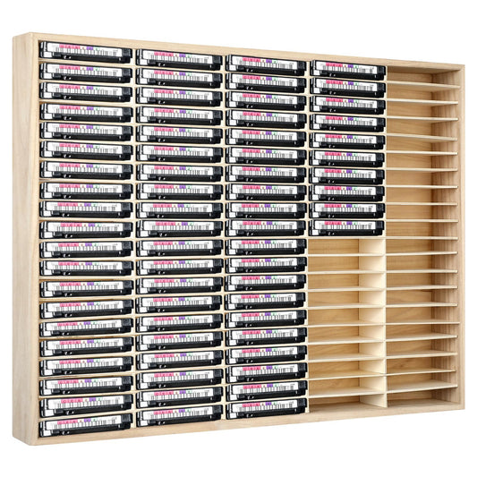 Marsui 100 Slot Wooden Cassette Tape Storage Organizer Rack Audio, Wood