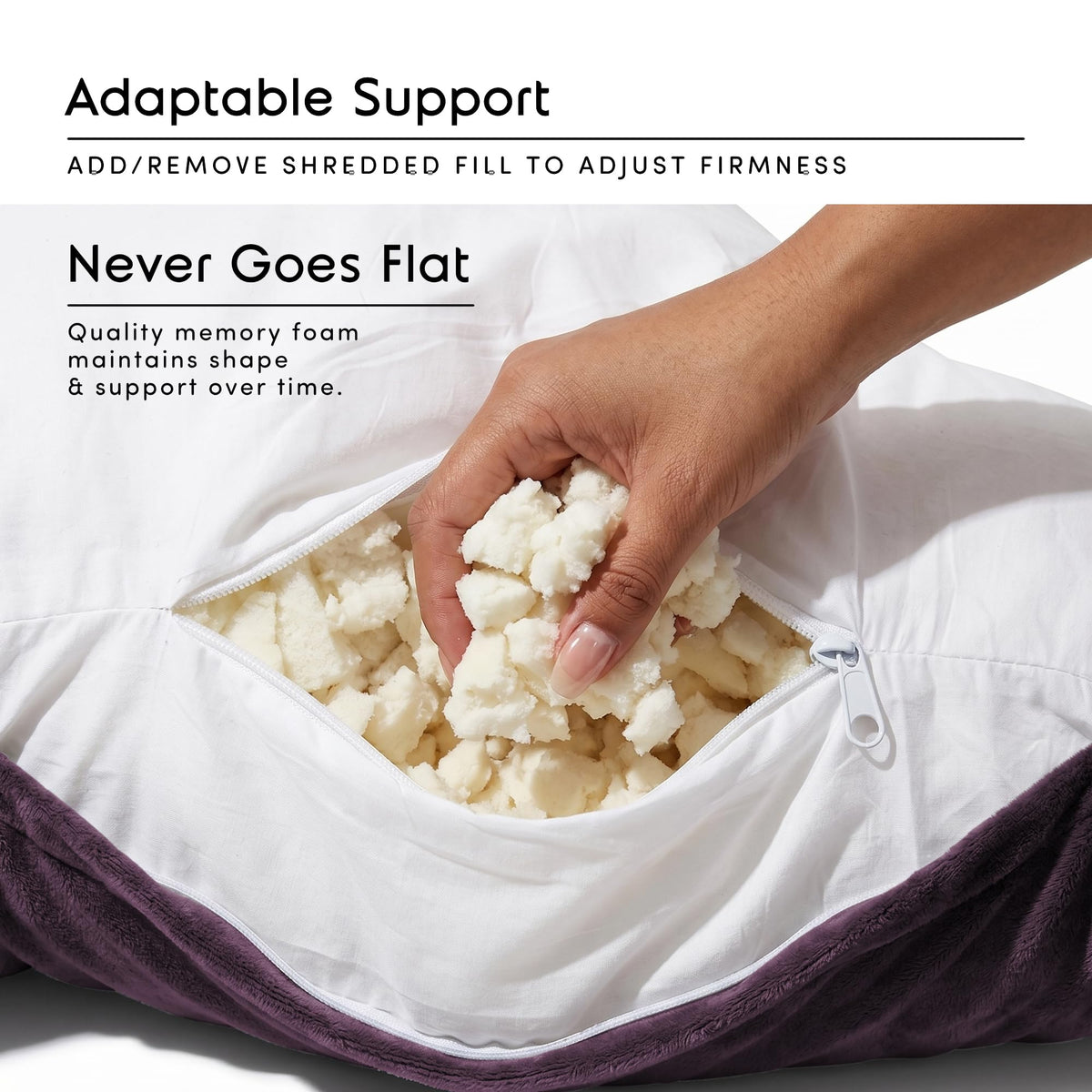 Nestl Reading Pillow for Bed, Back Pillow for Sitting Up in Bed, Purple