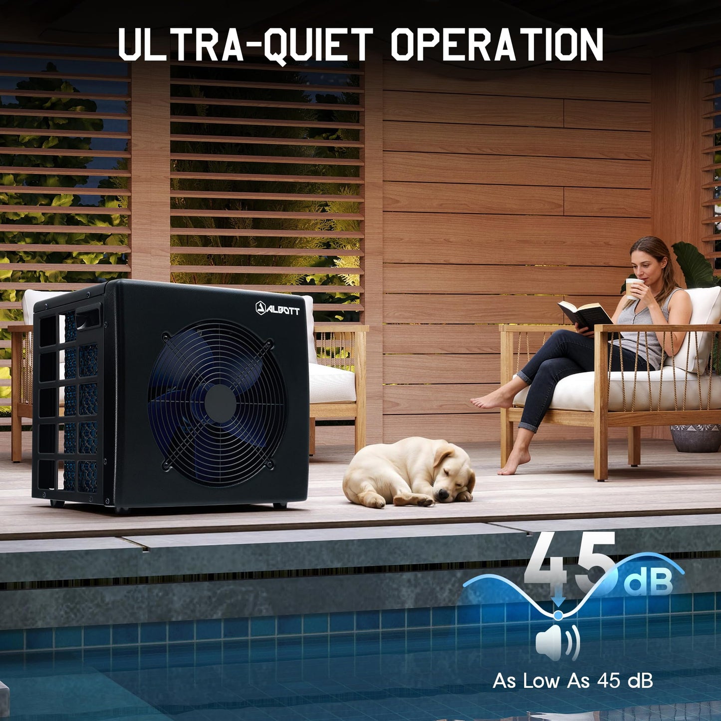 Albott 16,000 BTU Swimming Pool Heater Pump, Heating for Pools Up to 5000 Gallons, WiFi Control, Electric Pool Heater for Above Ground & Inground Pools, Black, 110V-120V 60HZ