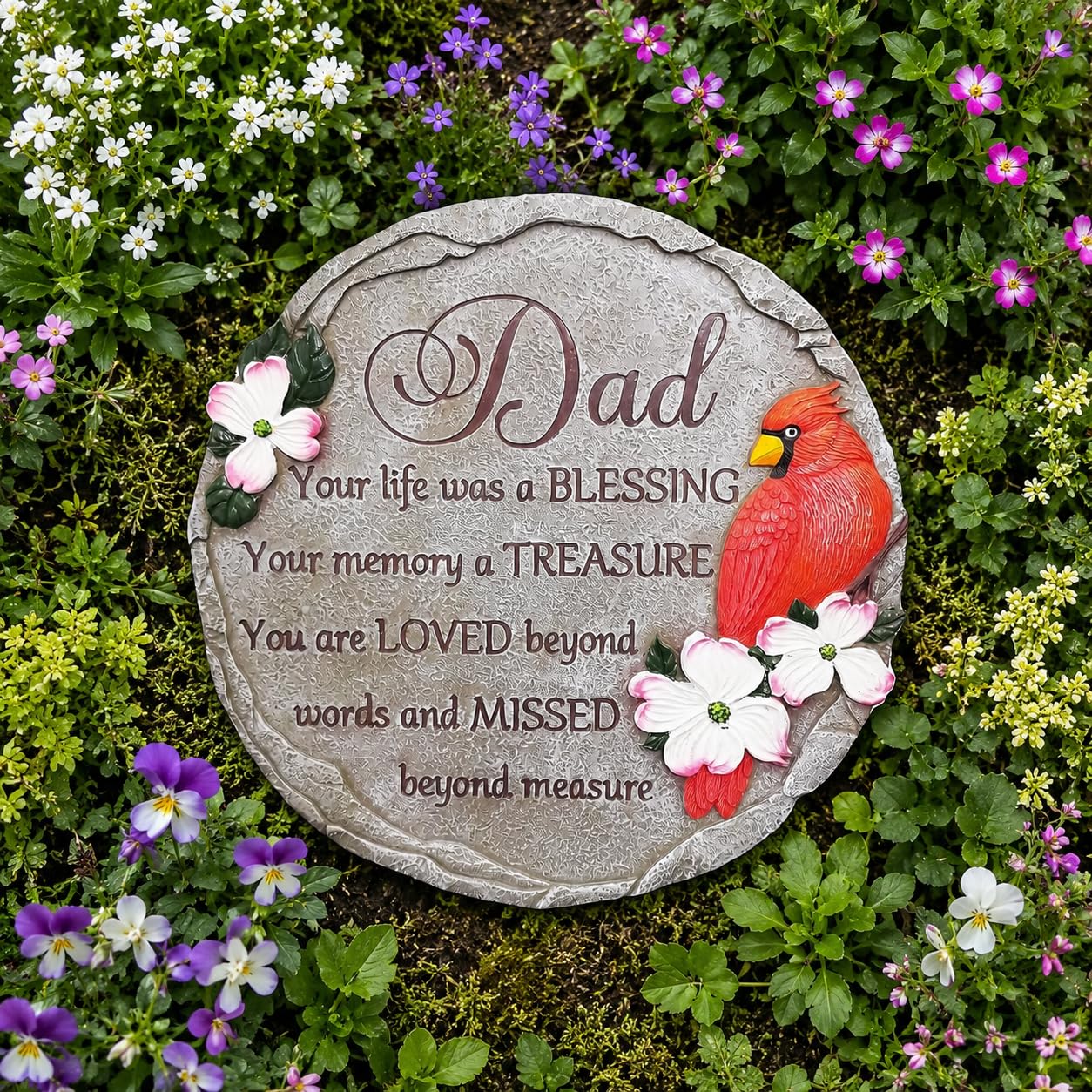 Dad Memorial Stone - Your Life was a Blessing Garden Stepping Stones Memorial Gifts for Loss of Dad Grave Decorations Cemetery Sympathy Gifts for Loss of Father