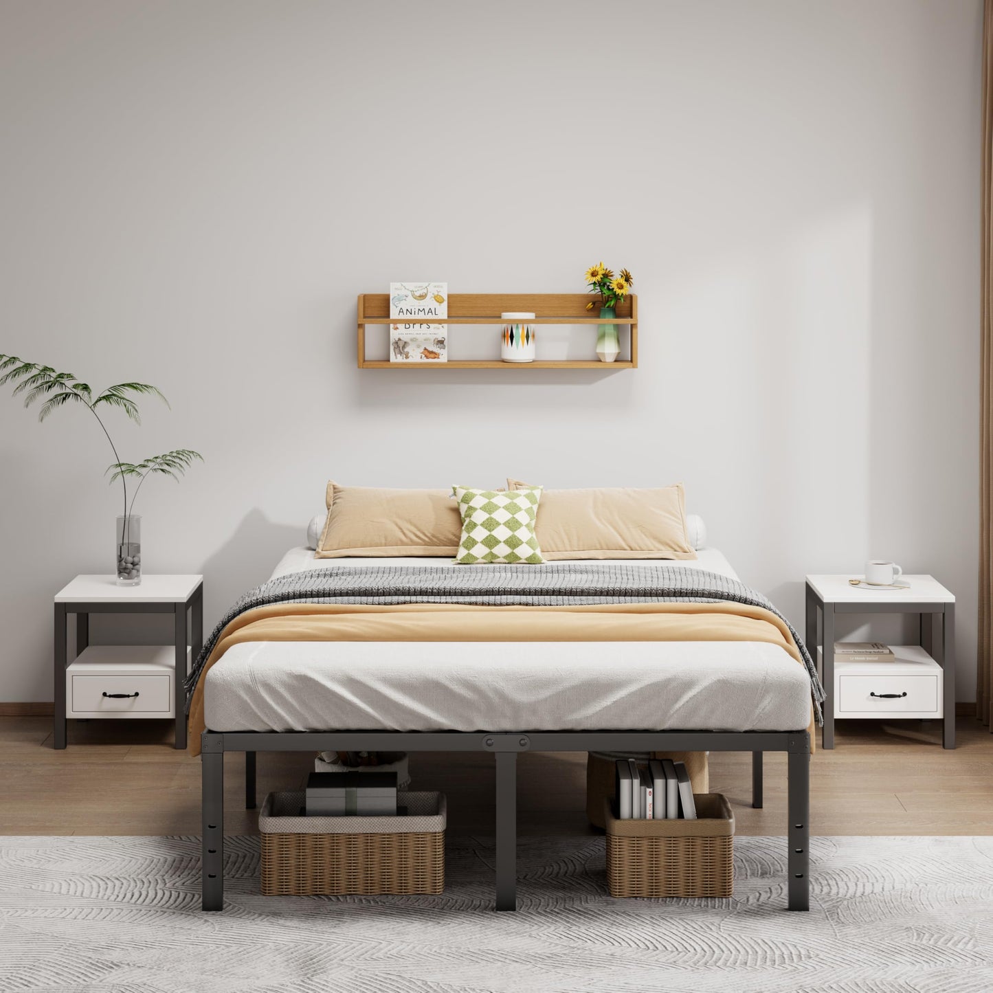 LUMUNANCE Metal Bed Frame California King Size - 18 Inch Heavy-Duty Cal King Platform Bed Frame No Box Spring Needed, Easy Assembly, Noise-Free, Sturdy Mattress Foundation, Underbed Storage Space