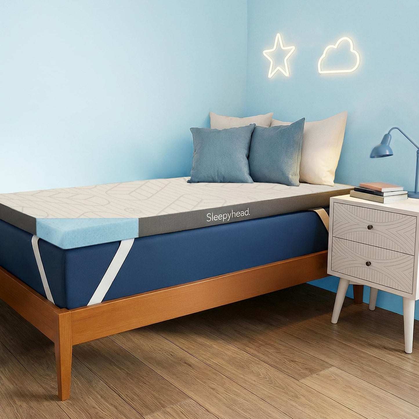 Sleepyhead Full XL 3 Inch Mattress Topper for College Dorm Beds, Cooling Gel Memory Foam, Pressure-Relieving Comfort, Removable Washable Cover, CertiPUR-US® Certified (XL Full 3")