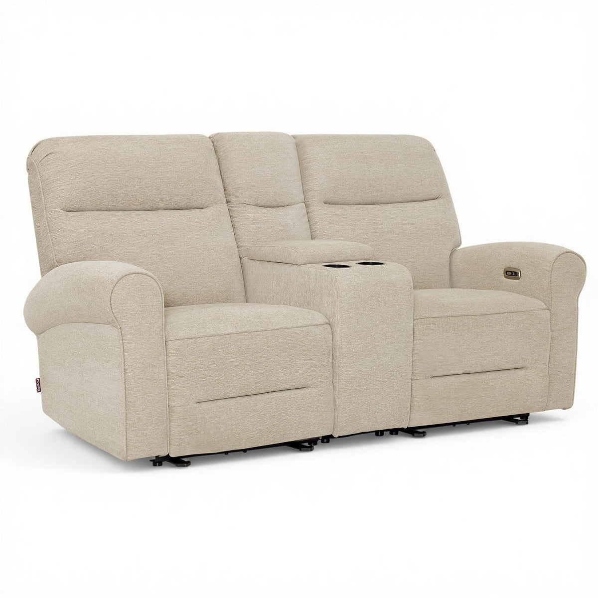 MCombo 78.3" Wall Hugger Power Loveseat Recliner Sofa with Console, Reclining Loveseat with USB Ports, Cup Holders, for Small Spaces Living Room RV, Fabric PR635M2 (Beige)