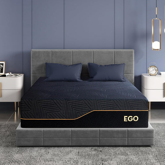 EGOHOME 14 Inch California King Memory Foam Mattress for Back Pain, Cooling Copper Gel Bed in a Box, Foam Made in USA, CertiPUR-US Certified, Therapeutic Medium Firm, 72x84x14 Black