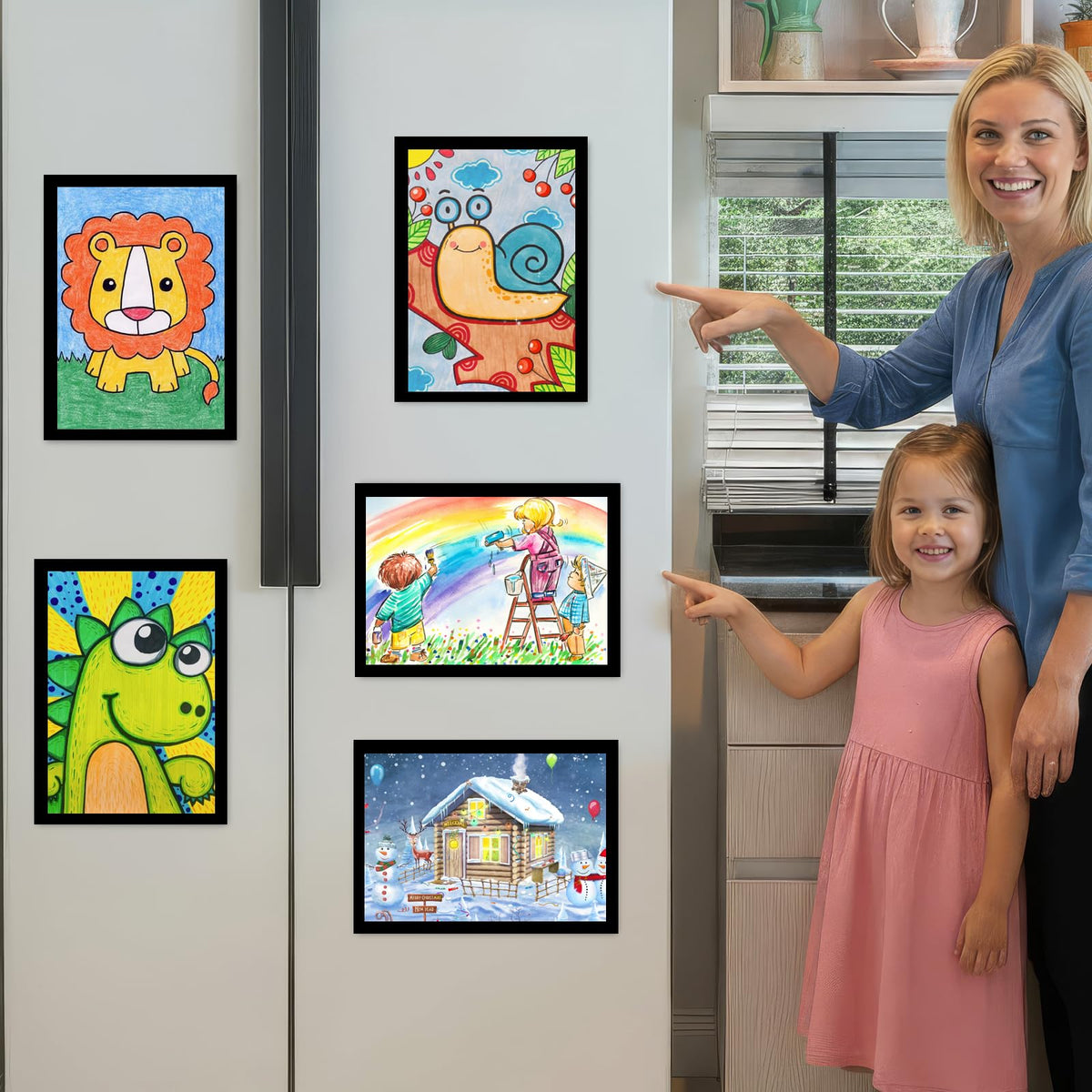 4Pcs Kids Art Frame for Fridge, A4 Magnetic Kids Artwork Frames Changeable