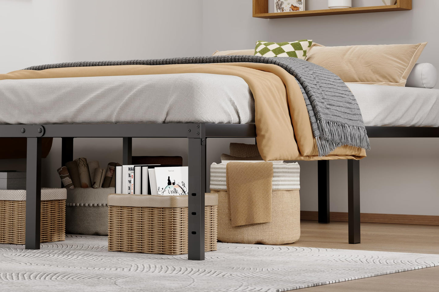 LUMUNANCE Metal Bed Frame California King Size - 18 Inch Heavy-Duty Cal King Platform Bed Frame No Box Spring Needed, Easy Assembly, Noise-Free, Sturdy Mattress Foundation, Underbed Storage Space