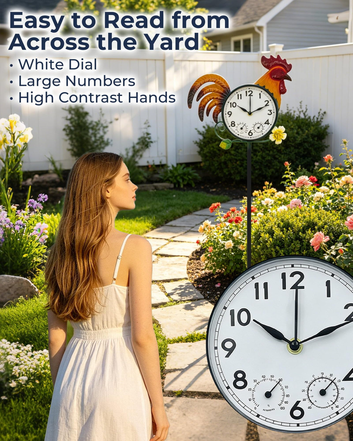 Verdosphire Rooster Outdoor Clock with Thermometer & Hygrometer