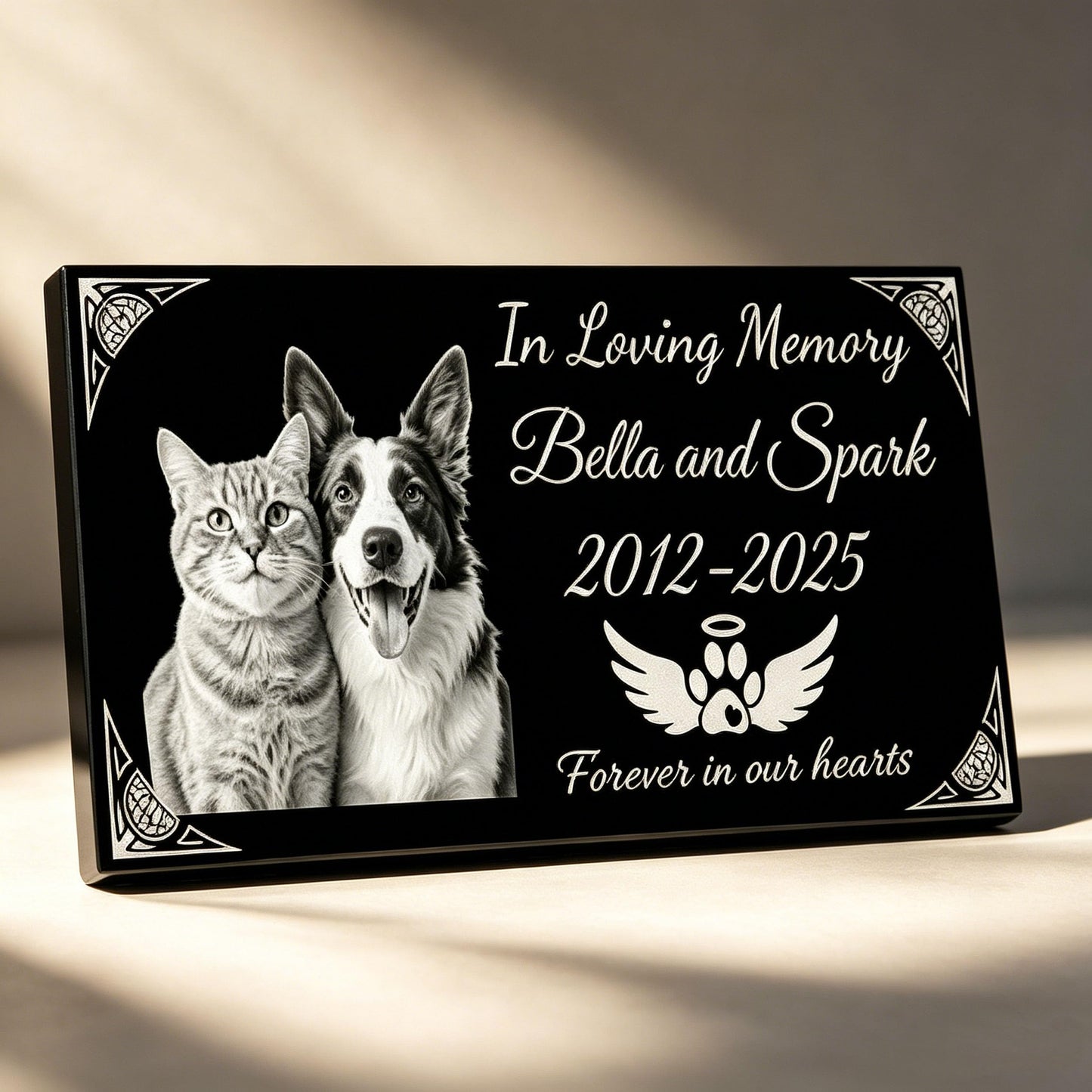 myDili Dog Headstone,Dog Memorial Stone,Black Granite Memorial Garden Stone Engraved with Photo,Pet Headstones Personalized Pet Memorial Stones for Dog,Cat Tombstone (pet Memorial Stone)