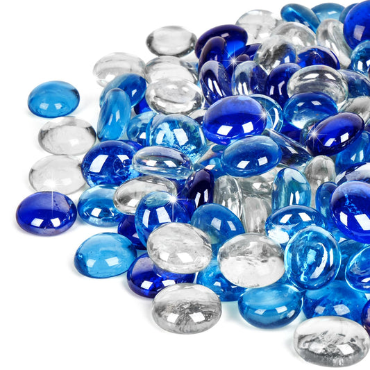 GASPRO 10 lbs Fire Pit Glass for Propane Fire Pit, 3/4 Inch Fire Glass Beads for Fireplace Fire Pit Table, Glass Rocks for Landscaping- Mixed Colors