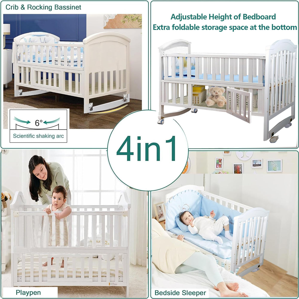 Styhigh Portable Mini Baby Crib 4in1 Beside Cunas with Mattress