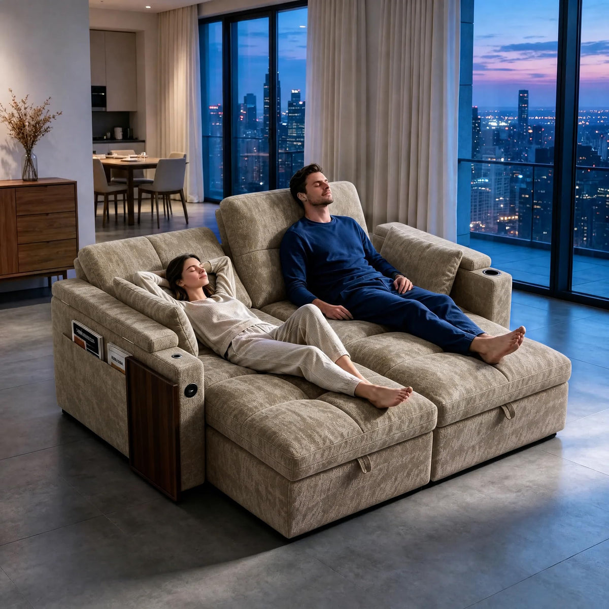 66.33'' Sleeper Sofa Bed Full Size, Convertible Couch for RVs, Taupe