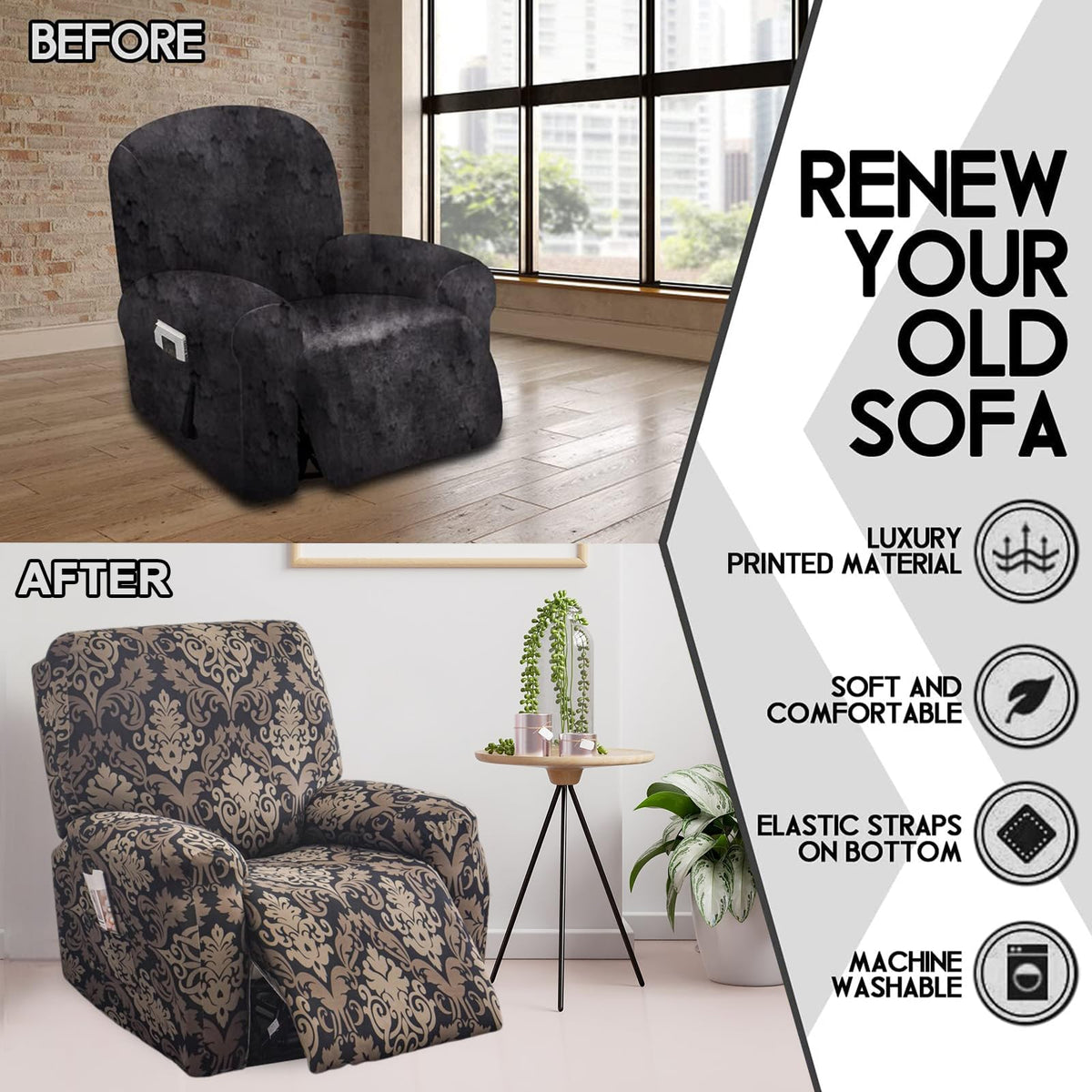 CRFATOP Stretch Recliner Chair Covers Lazyboy Reclining Slipcover,D38