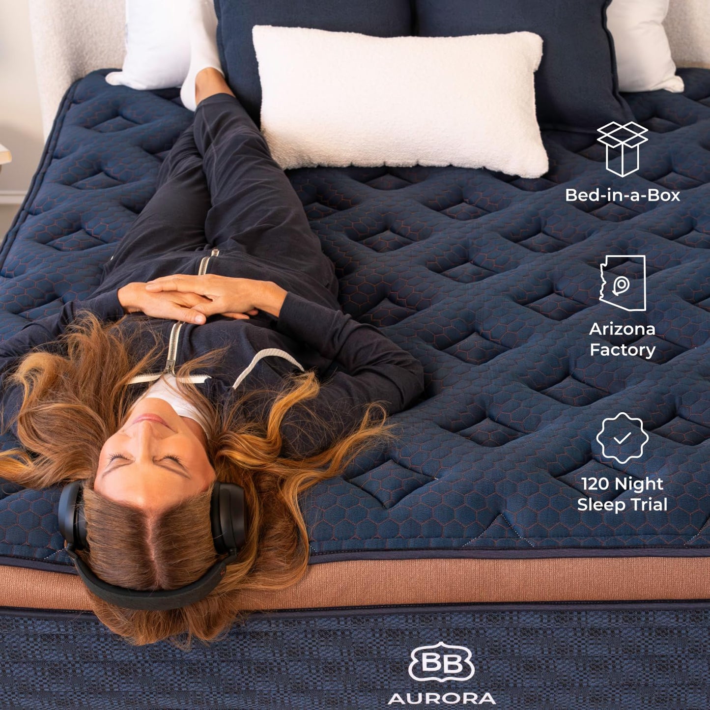 Brooklyn Bedding Aurora Luxe 14 Inch Split CA King 36"x84" Hybrid Mattress | Firm Feel | Cloud Pillowtop Upgrade | CERTIPUR-US Certified Foam