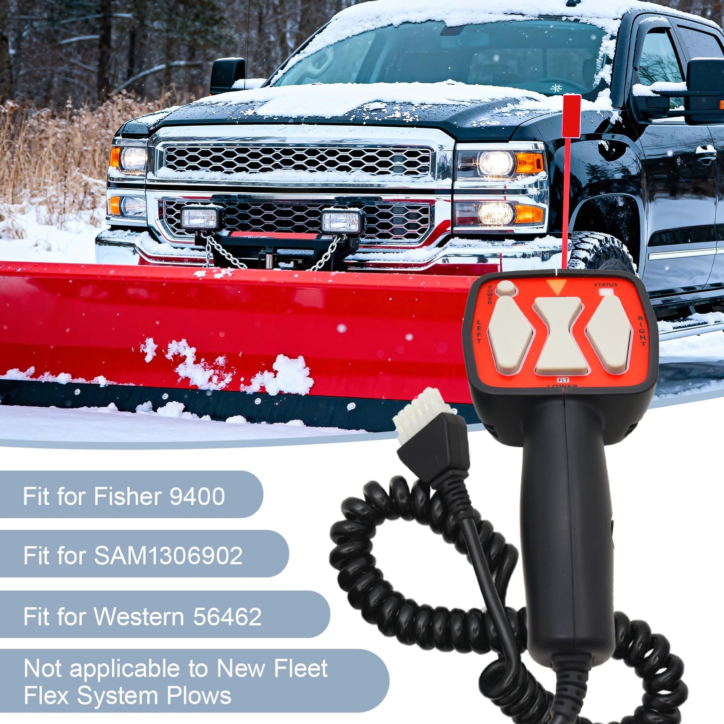 KAOLALI Snowplow Handheld Controller Replacement for Western 56462 Snow Plow Controller Fit for Fisher 9400 for SAM 1306902 Straight Blade Plows