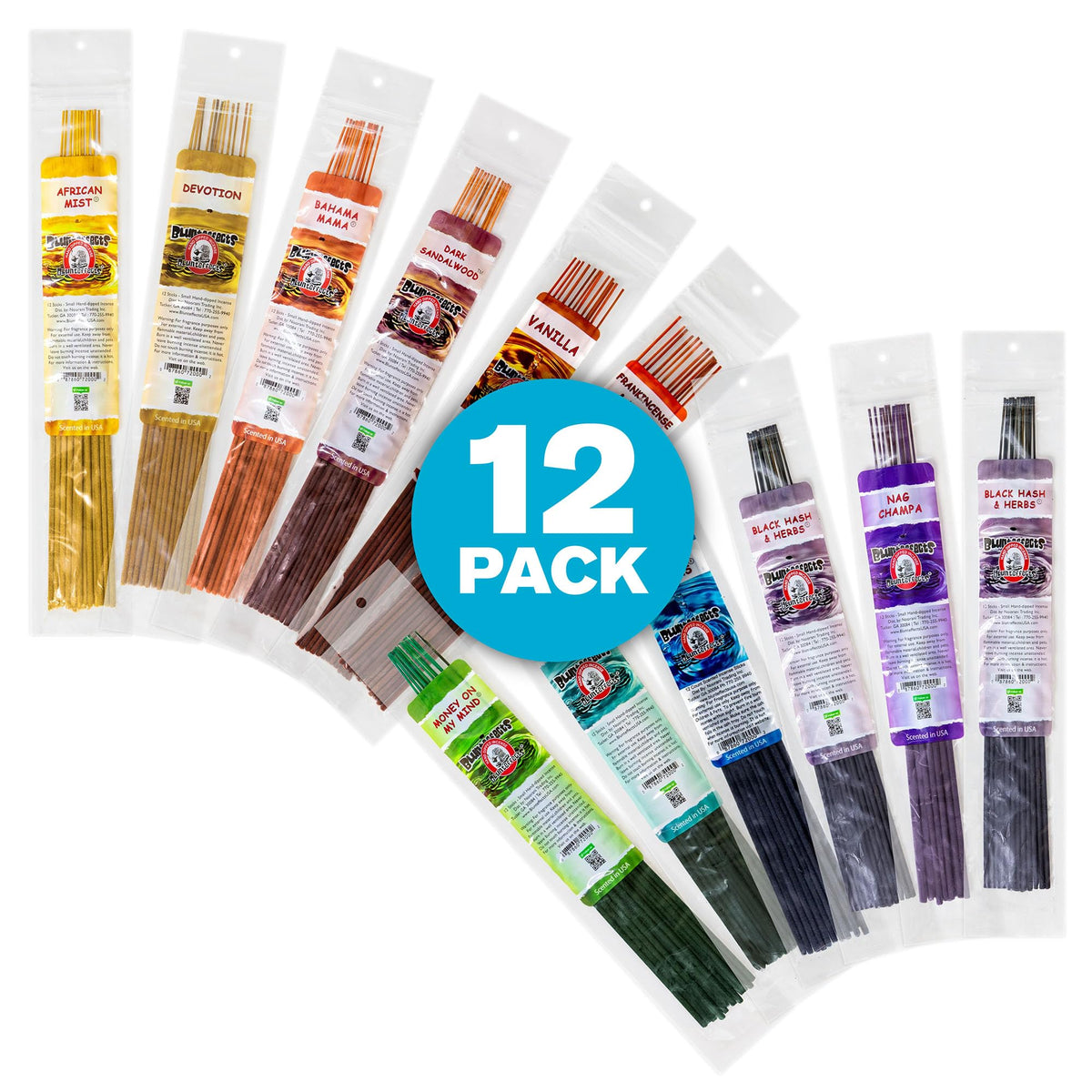 Blunteffects Hand-Dipped Incense Sticks 144-Pack, 12 Scents