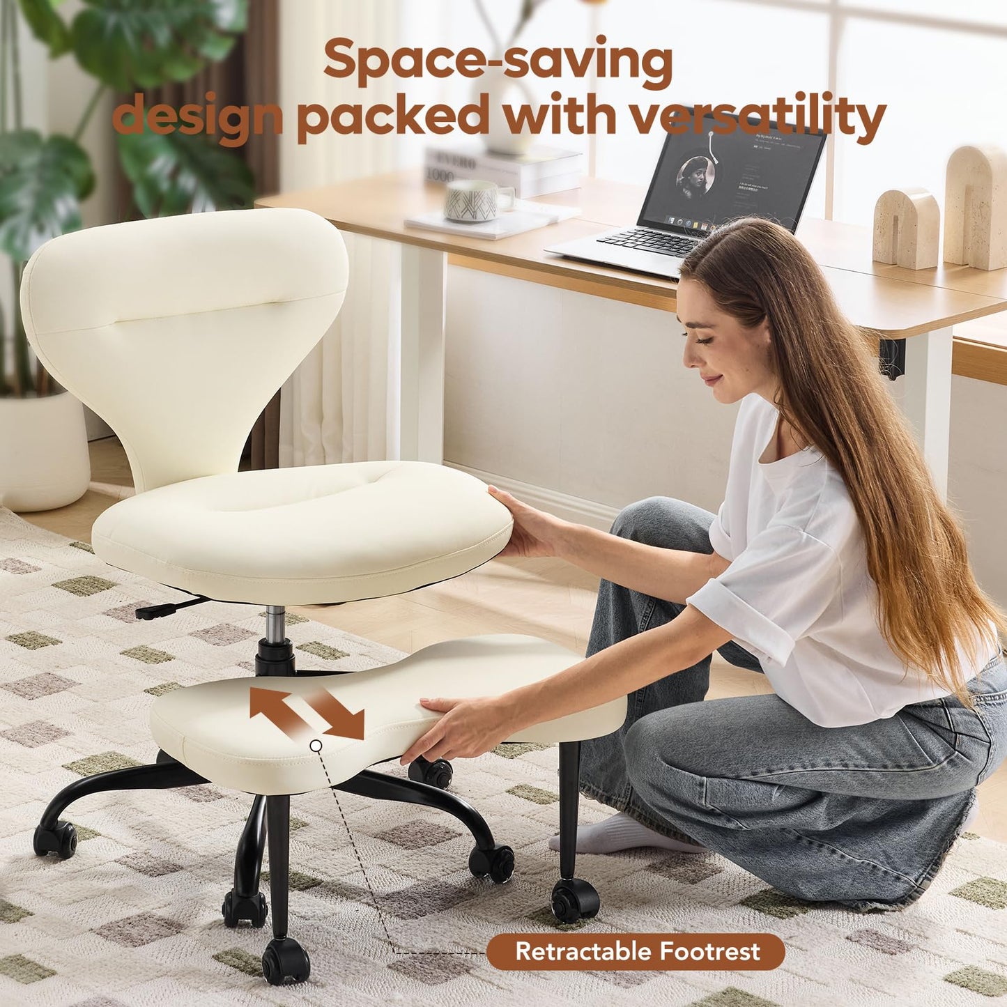 YFO Ergonomic Cross Legged Office Chair, Home Office Desk Chair