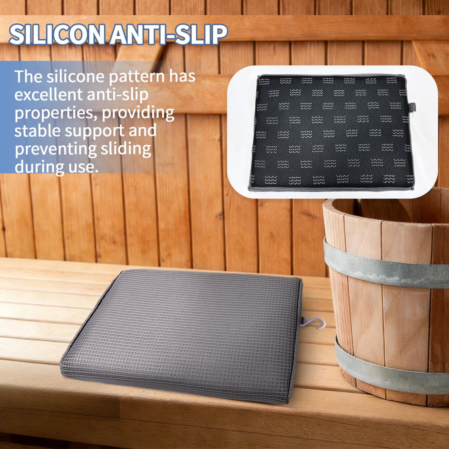 Newivi 2 Pack Sauna Seat Cushions, 2'' Waterproof High Resilience Seat Pad for Infrared Sauna, Shower Chair & Spa, Heat Mat Accessories (Gray)