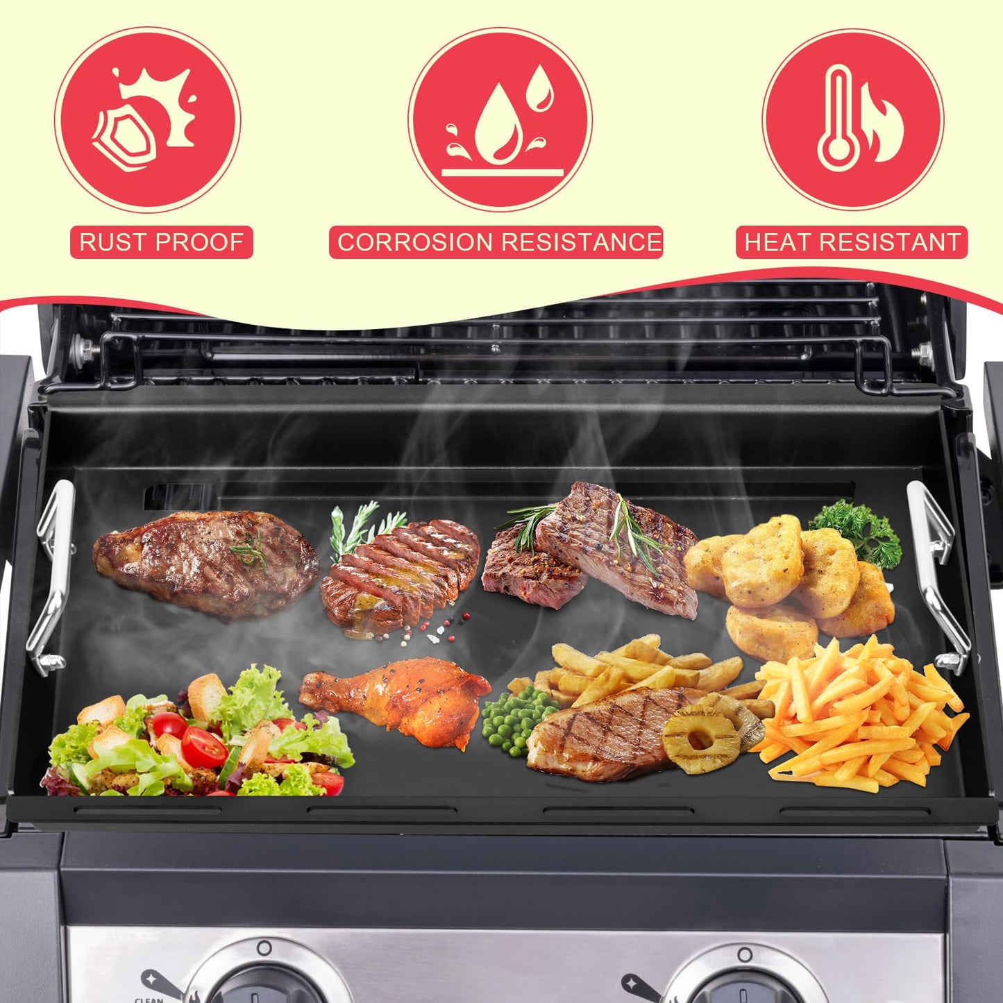Full-Size Griddle Inserts for Charbroil Performance 2 Burner 463251414 463660421 463630422 463655621, Flat Top Griddle for Char-Broil 463343015 463622514 463631410 463251414 G460-0500-W1 G430-0016-W1