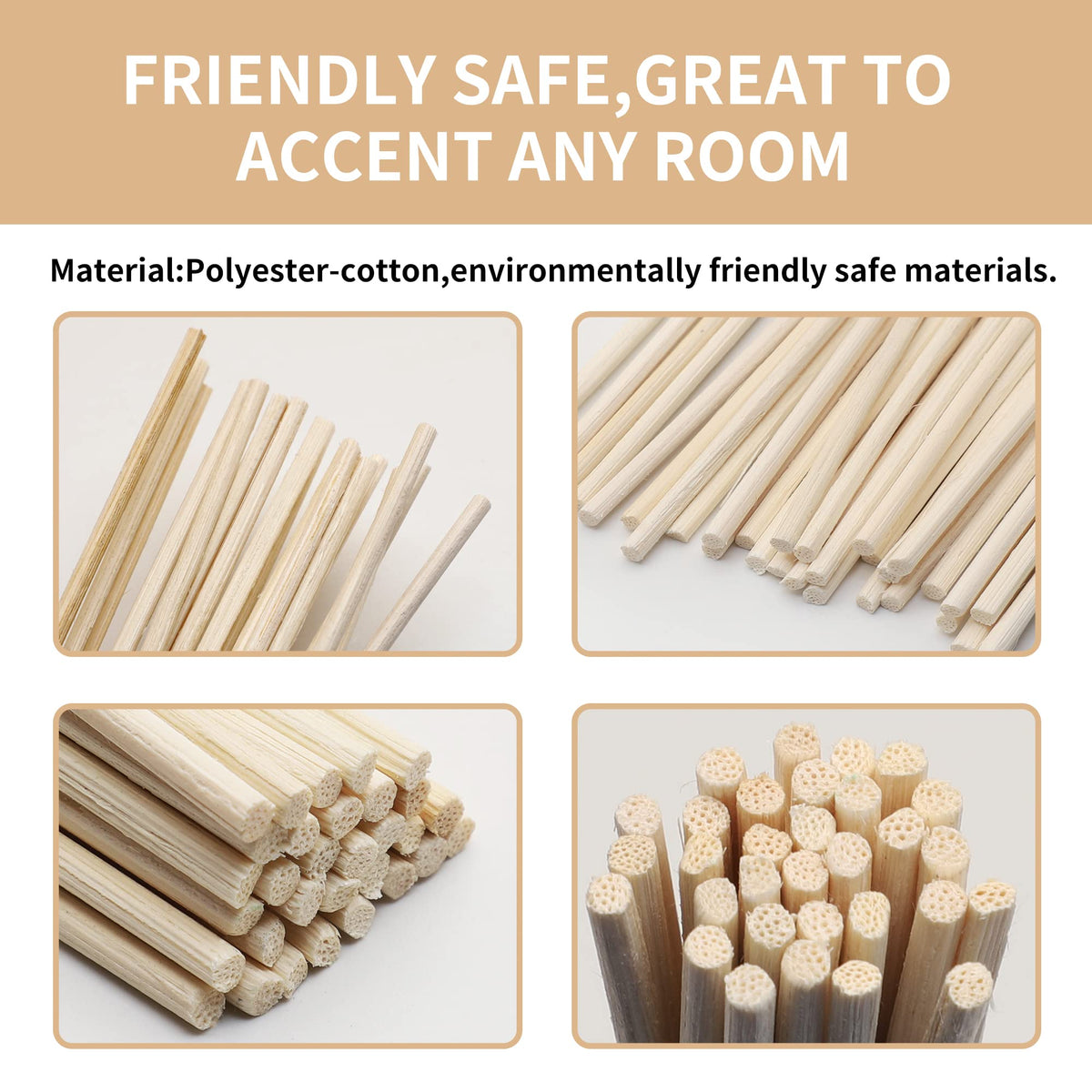 VFULIE 100PCS Reed Diffuser Sticks, Refill Replacement for Aroma Fragranc (100, Primary Color)