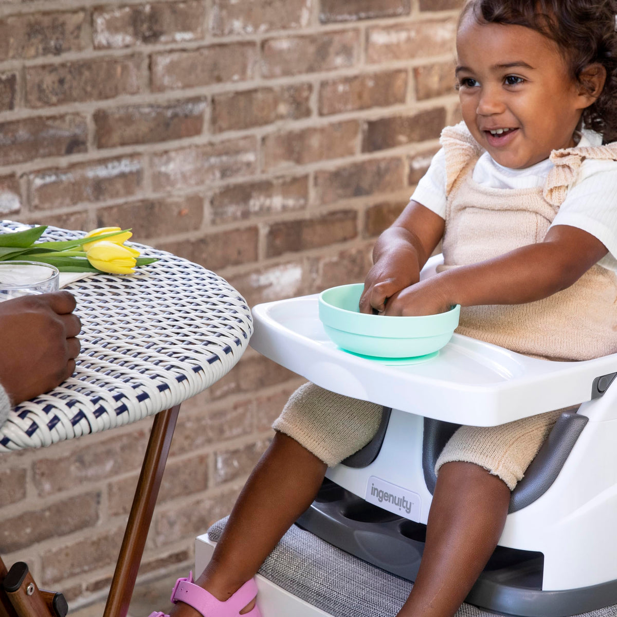 Ingenuity Baby Base 2-in-1 Booster Feeding and Floor Seat with Self-Storing Tray - Slate